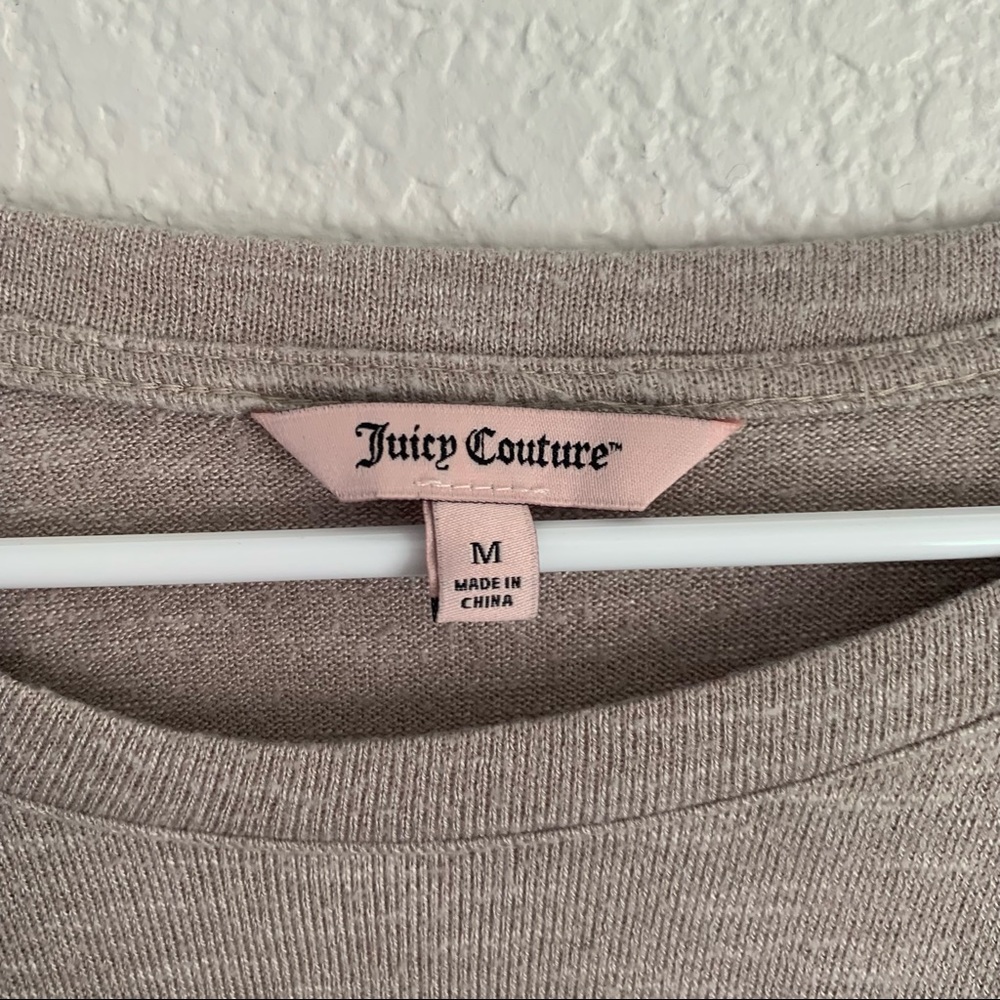 Juicy Couture tan beige long sleeve top folded tie twist front M - Picture 5 of 7